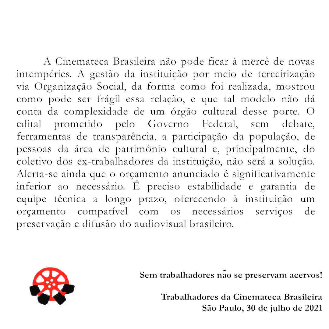 Trabalhadores da Cinemateca Brasileira tweet media