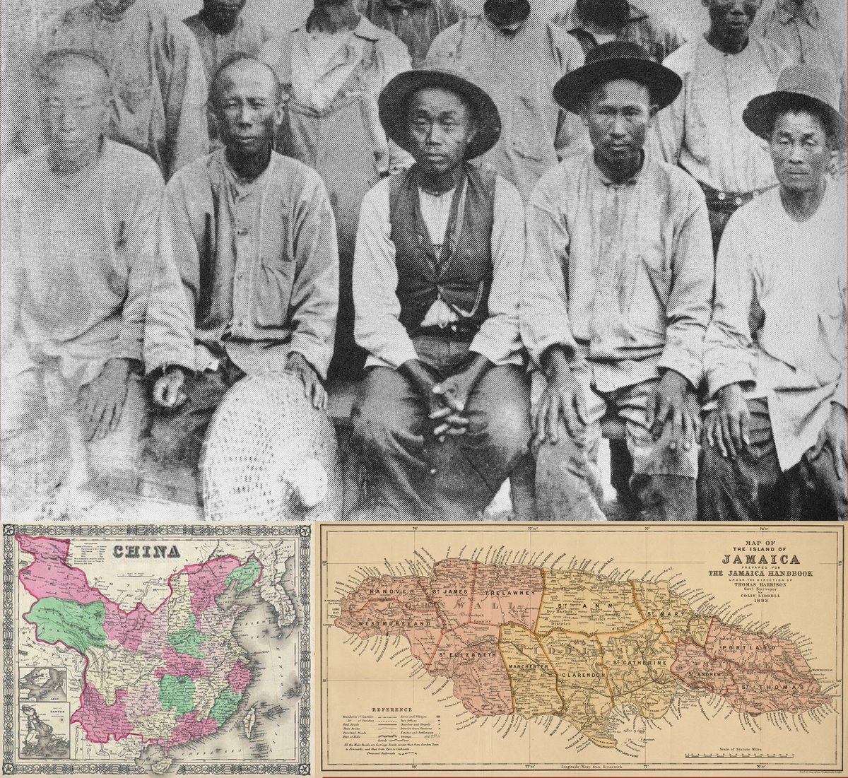 167 years ago today, 30 Jul 1854, Chinese 1st arrived in Jamaica; 267 indentured labourers on ship “Epsom” to replace Africans after slavery abolished. By 1943, 12,394 “Chinese” in Jamaica; 2,818 "China-born", 4,061 "local-born", 5,515 "Chinese coloured" mixed African &amp; Chinese.