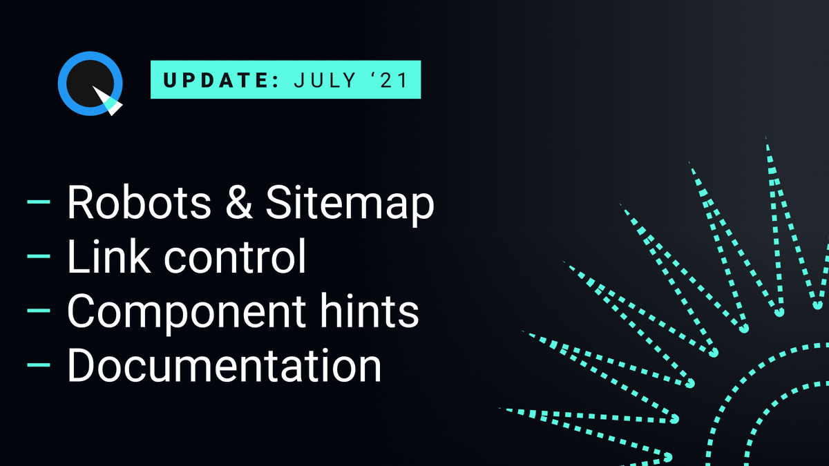 Hello! We are happy to show you our July updates!
⚡️ Robots &amp; Sitemap generation
⚡️ Link controls
⚡️ Component hints
⚡️ Documentation
To read more, follow this link: quarkly.io/updates/july-2…