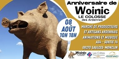 otcretes's tweet photo. J-7, SAVE THE DATE ! 🗓️

#Woinic, le Colosse des #Ardennes vous donne rdv dans 7 jours pour fêter l'anniversaire de son arrivée sur l'aire de repos sortie 14 de l'A34 dans une ambiance festive et estivale ! 🤩

#woinic0808 #visitardenne #lescretes08 https://t.co/QVpXZznKHe