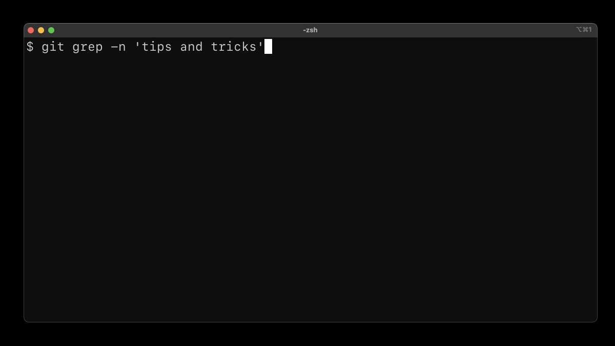 github's tweet image. Want to quickly find a string in your project? You can use the 'git grep' command in your local repo.