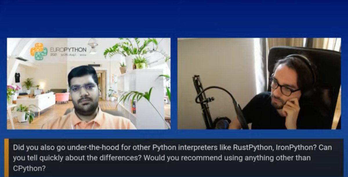 greatdevaks's tweet image. Brilliant talk by Cristian @cmaureir on CPython internals.
Best one so far...
@europython @europythons #CPython #Python #EuroPython #EP2021 #Conference