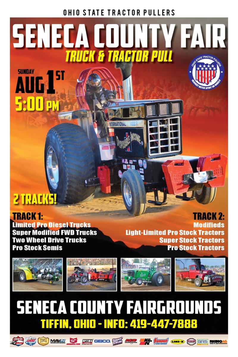 ostpapull's tweet photo. This Sunday Ohio State Tractor Pullers will be having an 8 class show at the Seneca County Fair. Show starts at 5pm.#AgProtect1 #MosierIndustrial #SCSGearbox #ProBellRacing #RiversideEngines #KTSEquipment #WellingtonImplement #carrolstruckparts #OSTPApull #ProPulling https://t.co/2SRXiz7JAv