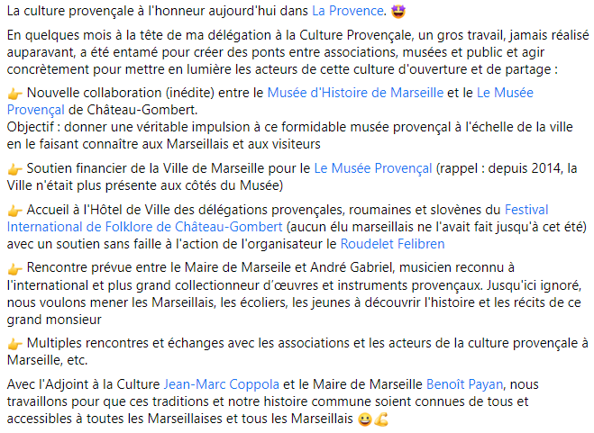 ChristianBosq's tweet photo. 😀👌
En qqs mois à la tête de ma délégation Culture Provençale, un gros travail, jamais réalisé avant, a été entamé, des ponts créés
-collab inédite entre @musee_histoire et le musée provençal
-accueil du #FIFCG @felibren par @BenoitPayan
-valorisation des assos et initiatives... https://t.co/4ibllJzyy2