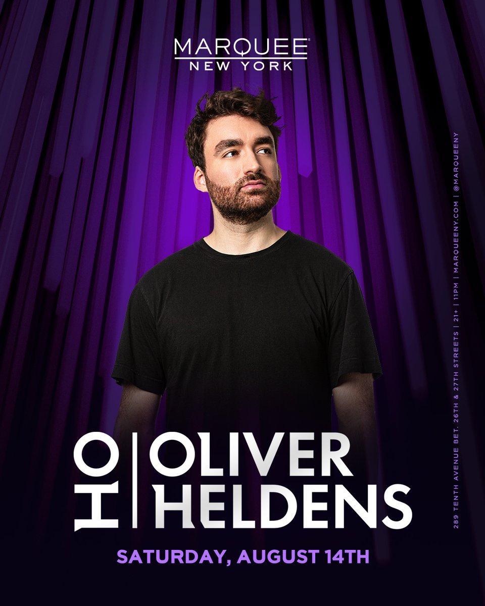 Announcing @OliverHeldens @MarqueeNY Saturday, August 14th! Tickets on sale now: marqu.ee/tix