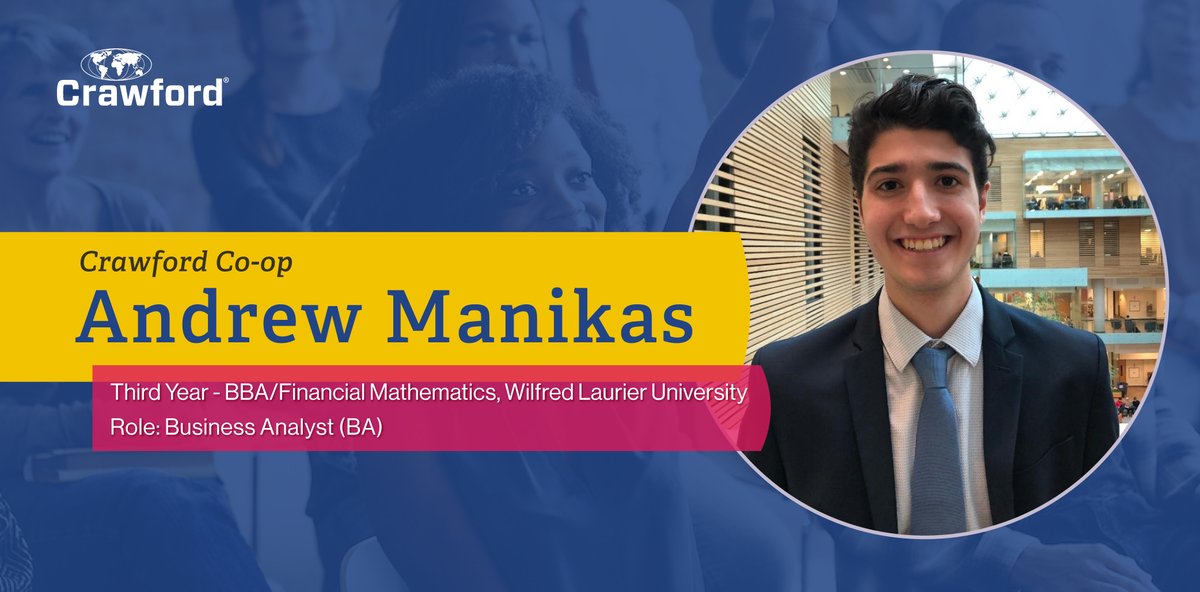 Meet our co-op student, Andrew Manikas! His favorite part about interning with Crawford is that it has allowed him develop his analytical and business strategy skills which he will take with him for the rest of his career. 
#StudentSpotlight #CrawfordCoOp #Insurance