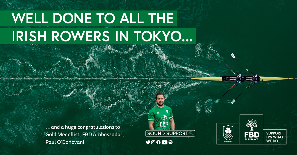 FBD Insurance (@fbd_ie) on Twitter photo What a fantastic week on the water for the Rowing Team. Well done to all concerned. Two medals for <a href="/TeamIreland/">Team Ireland</a> is an amazing achievement. A special shout out for our ambassador <a href="/PaulO_Donovan/">Paul O'Donovan</a> on landing the gold medal he has worked so hard for. #SoundSupport #TeamIreland What a fantastic week on the water for the Rowing Team. Well done to all concerned. Two medals for <a href="/TeamIreland/">Team Ireland</a> is an amazing achievement. A special shout out for our ambassador <a href="/PaulO_Donovan/">Paul O'Donovan</a> on landing the gold medal he has worked so hard for. #SoundSupport #TeamIreland