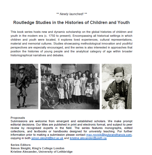 shcyhome's tweet image. ANN: Alexander and Sleight Editors of New Routledge Series in the Histories of Children and Youth