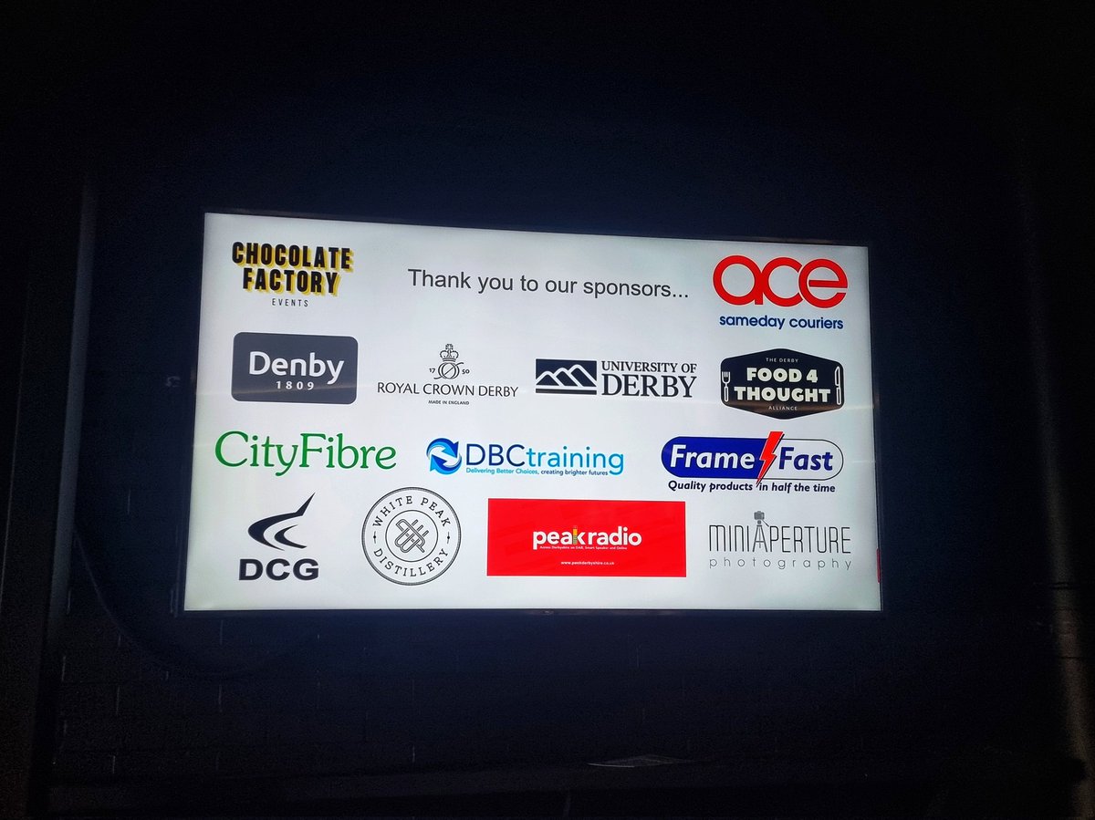 #DerbyAwards21 have officially launched! We're delighted to see everyone tonight!🥳
 
Thank you to our sponsors <a href="/ace_sameday/">ACE Sameday Couriers</a> <a href="/CityFibre/">CityFibre</a> <a href="/derbycollege/">Derby College</a> <a href="/denbypottery/">Denby Pottery</a> <a href="/DerbyFood4TA/">Derby Food 4 Thought Alliance</a> <a href="/Derbybusco/">DBC Training</a> <a href="/DerbyUni/">University of Derby</a> <a href="/framefastuk/">FRAME FAST UK</a> <a href="/MiniapertureP/">MiniAperture Photography</a> <a href="/PeakDerbyshire/">Peak Radio</a> <a href="/RoyalCrownDerby/">Royal Crown Derby</a> <a href="/whitepeakwhisky/">whitepeakdistillery</a>!👏
