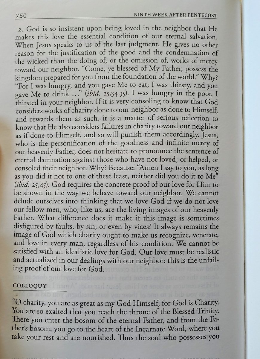MattGaspers's tweet photo. "God requires the concrete proof of our love for Him to be shown in the way we behave toward our neighbor. We cannot delude ourselves into thinking that we love God if we do not love our fellow men, who, like us, are living images of our heavenly Father." — #DivineIntimacy https://t.co/0yD3avyRe2