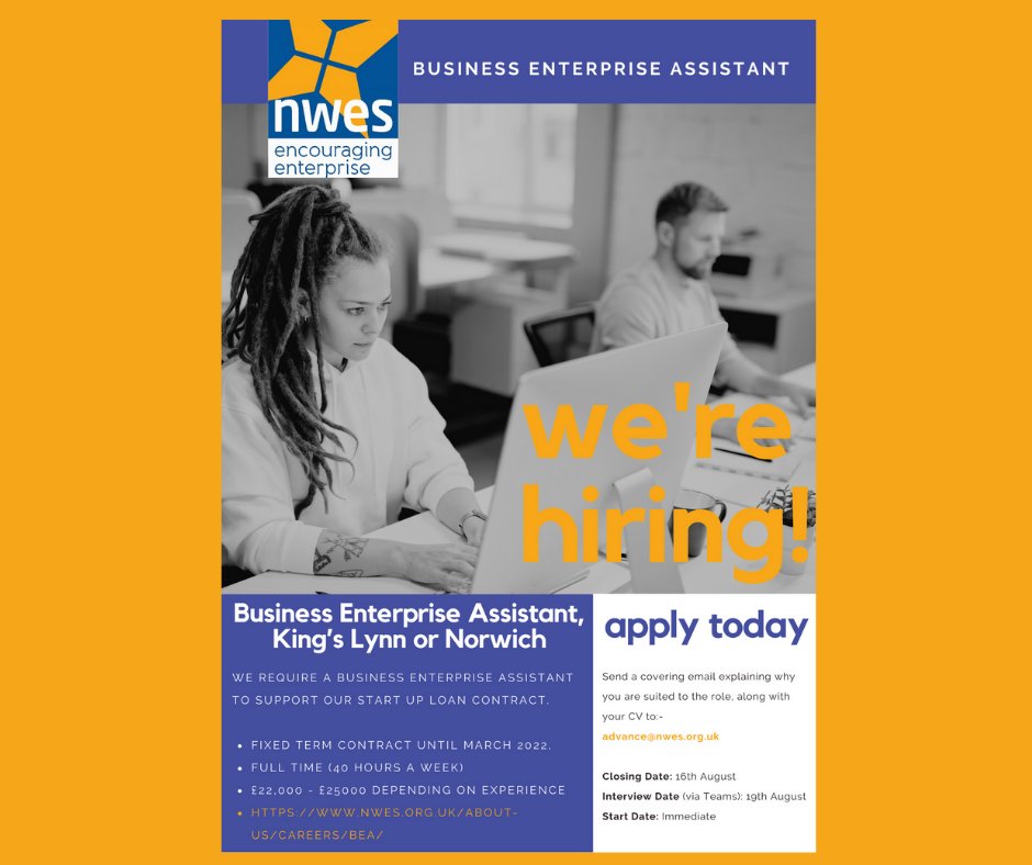 WE ARE HIRING for more information visit nwes.org.uk/about-us/caree…