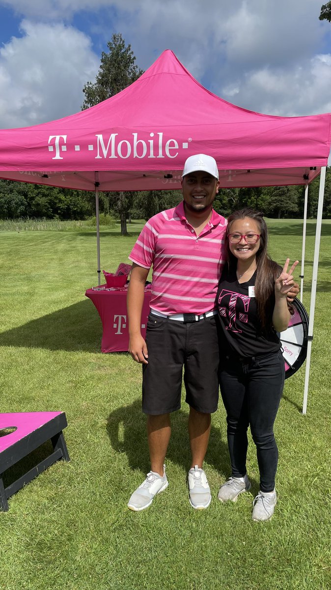 T-Mobile is a for profit company , but we do it the right way. We provide only the best of what we can. Customers love us so much, we found a new team member at the Battle Creek’s Golf Outing !! #MagentaMagic #weloveourcustomers #TMobile
