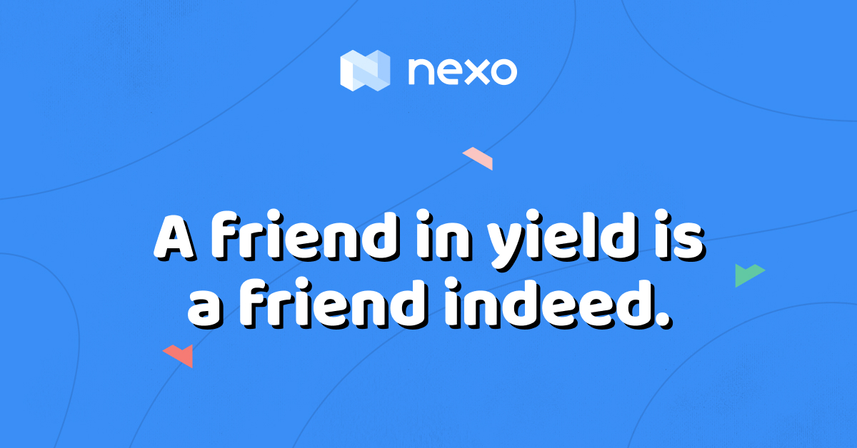 Nexo's tweet photo. Happy #FriendshipDay2021! 🥳
Shared success is the best success!
So, share your referral link, tag us & 3 friends, use the #EarnWithFriends & #PReferNexo hashtags, to not only earn yields with your friends & get $10 in #BTC each but also get a chance to win 100 $NEXO Tokens. https://t.co/hcRZYbSefK