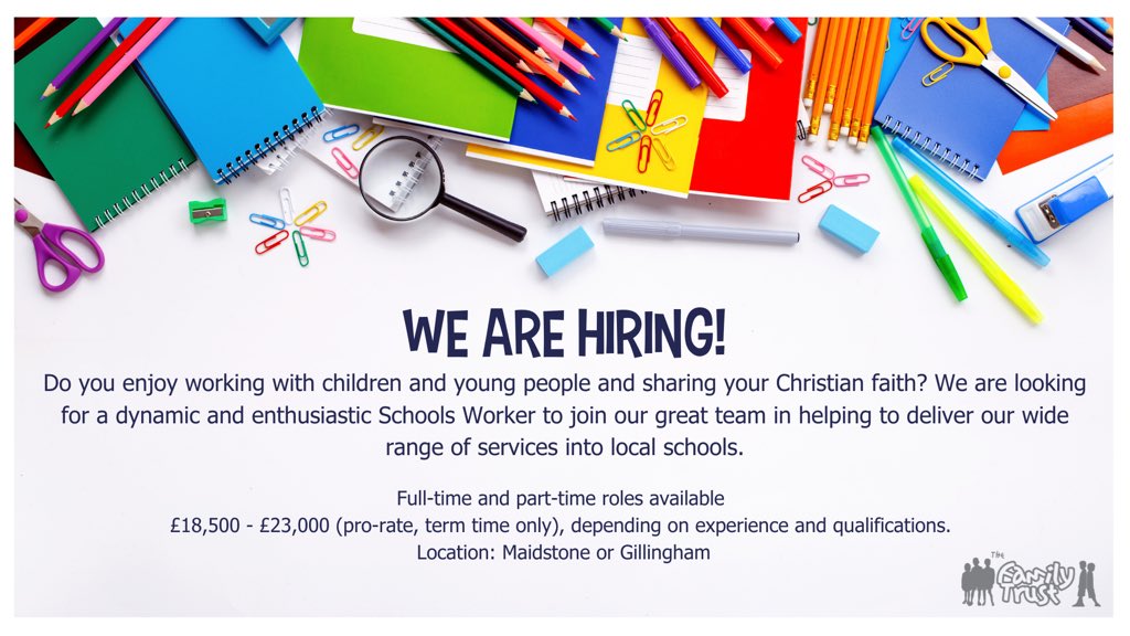 TheFamilyTrust's tweet photo. ๐ข๐ข We are hiring ๐ข๐ข
ย
Are you passionate about inspiring the next generation to explore Christianity? We are looking for someone to join our Schools Team.
Click https://t.co/6IcmbNQ8jp for more info!
Applications close 26th August.
#hiring #jobopportunity #christianwork https://t.co/J2vJlljFBD
