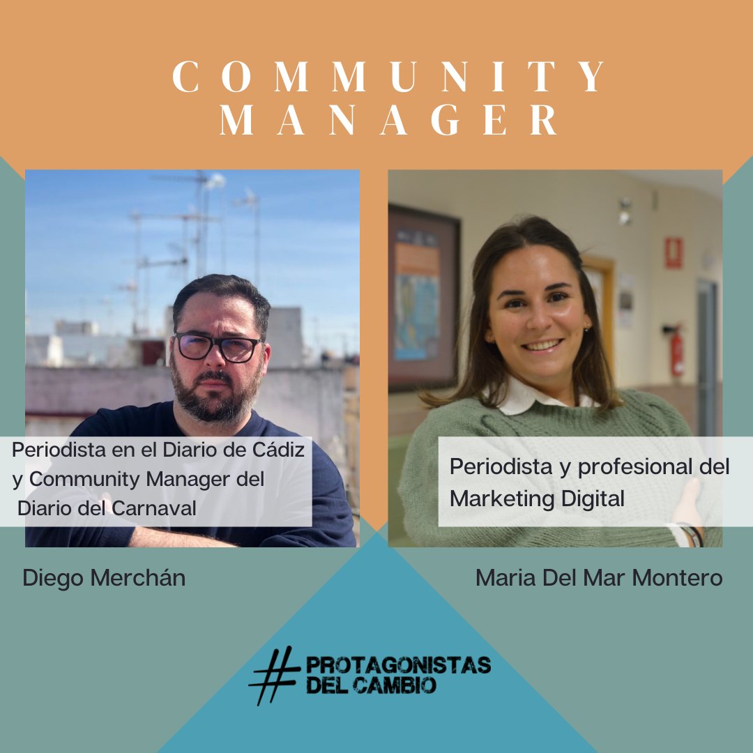 ProtagonistasC's tweet photo. ¿Qué sería del marketing digital sin algo tan esencial como los #CommunityManager? 👩🏻‍💻

👀Nuestra compañera @Marimauuu y el periodista Diego Merchán (@DCarnavalcadiz) nos hablarán de cómo es gestionar 30 mil seguidores. 

#ProtagonistasDelCambio @ENCamaraSevilla #EBOOKPDC21 https://t.co/Zy2KIz7U0p