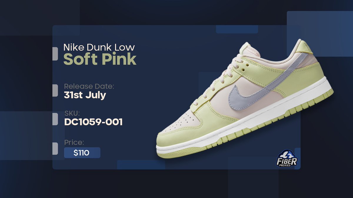 FiberProxiesio's tweet photo. The Nike Dunk Low Soft Pink releases tomorrow☁️ https://t.co/lTTEvOEWyd