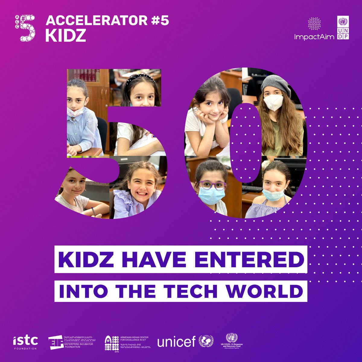Another 50 young girls, aged 8-14, are graduating Acc#5.  👩‍🎓 UNDP ImpactAim #Accelerator5 is designed to help young kidz to take the first leap into programming📚

<a href="/UNDPArmenia/">UNDP in Armenia</a> <a href="/IstcArmenia/">ISTC Foundation</a> <a href="/unicefarmenia/">UNICEF Armenia</a> <a href="/eif_hightech/">EIF</a> #MPTF