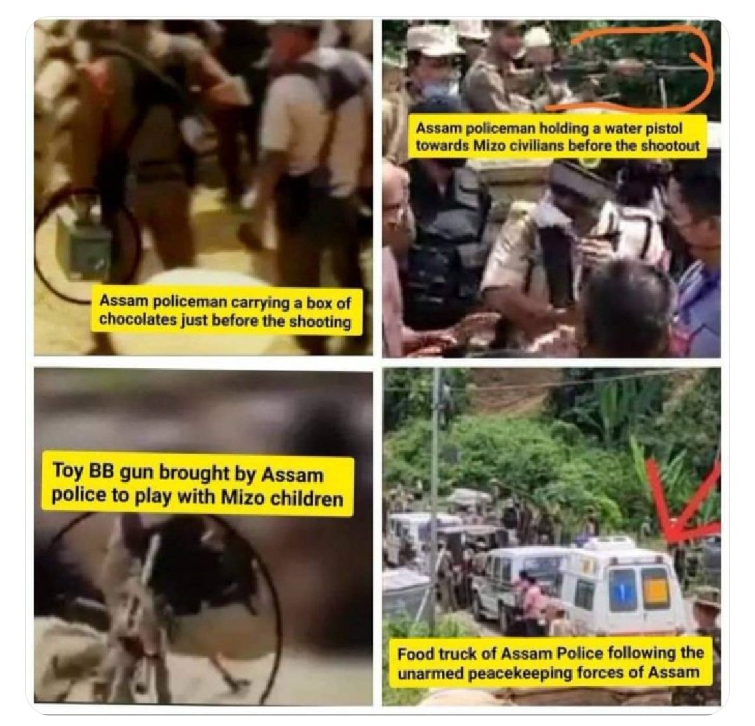 xxNeoGotMyBackx's tweet photo. They came armed,causing disruption on our land and while our brave kolasib sp was negotiating on the assam side, they start shooting at citizens. Tell me why would they shoot first when their Sp was on the other side. It was self defense #supportmizorampolice https://t.co/qxDvKr7BiD