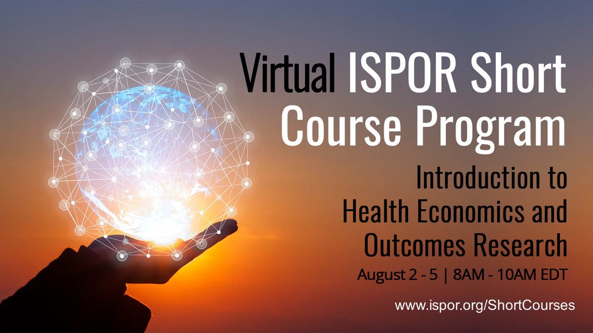 ISPORorg's tweet photo. Learn how to incorporate #healtheconomics into study design &amp; data analysis during “Introduction to #HEOR,” an 8-hour, 4-day ISPOR Short Course, beginning August 2. Led by faculty Lorne Basskin, PharmD, University of Charleston. Learn and discuss!  https://t.co/91F8QoQOti https://t.co/jfYvoKtawa