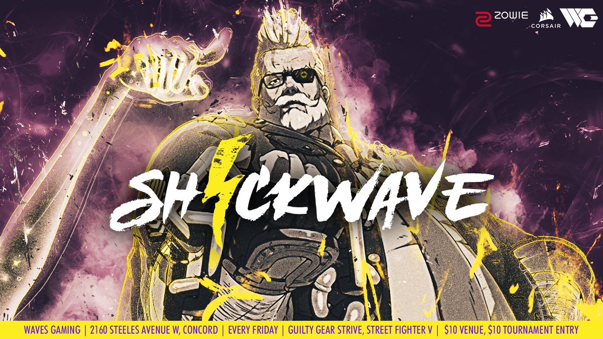 The first of many announcements today! OFFLINE IS BACK! 🔥🔥 We're back every week at @wavesgaming_ starting next Friday, August 6th for #Shockwave featuring #GGST and #SFVCE Check out the details at smash.gg/youwashock1 COVID-19 SAFETY RULES ARE IN EFFECT