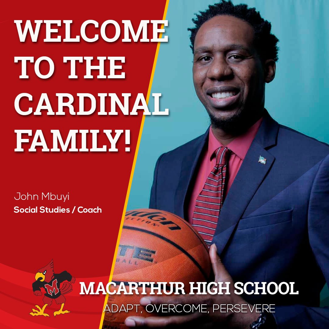 natastewie's tweet photo. Hey @MacArthurCards and @IrvingISD, help me give a warm welcome to our new head boys’ basketball Coach John Mbuyi! He will teach Social Studies and lead our boys’ basketball program this season! #WeRiseTogether https://t.co/XXaI5wOPQV
