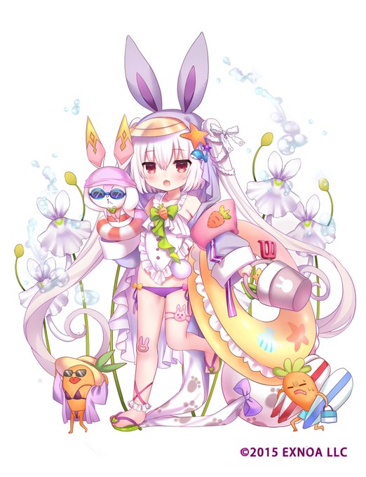 【告知】「フラワーナイトガール」にて「ウサギゴケ(水着ver.)」を描かせていただきました。どうぞよろしくお願いします🥕🐰 