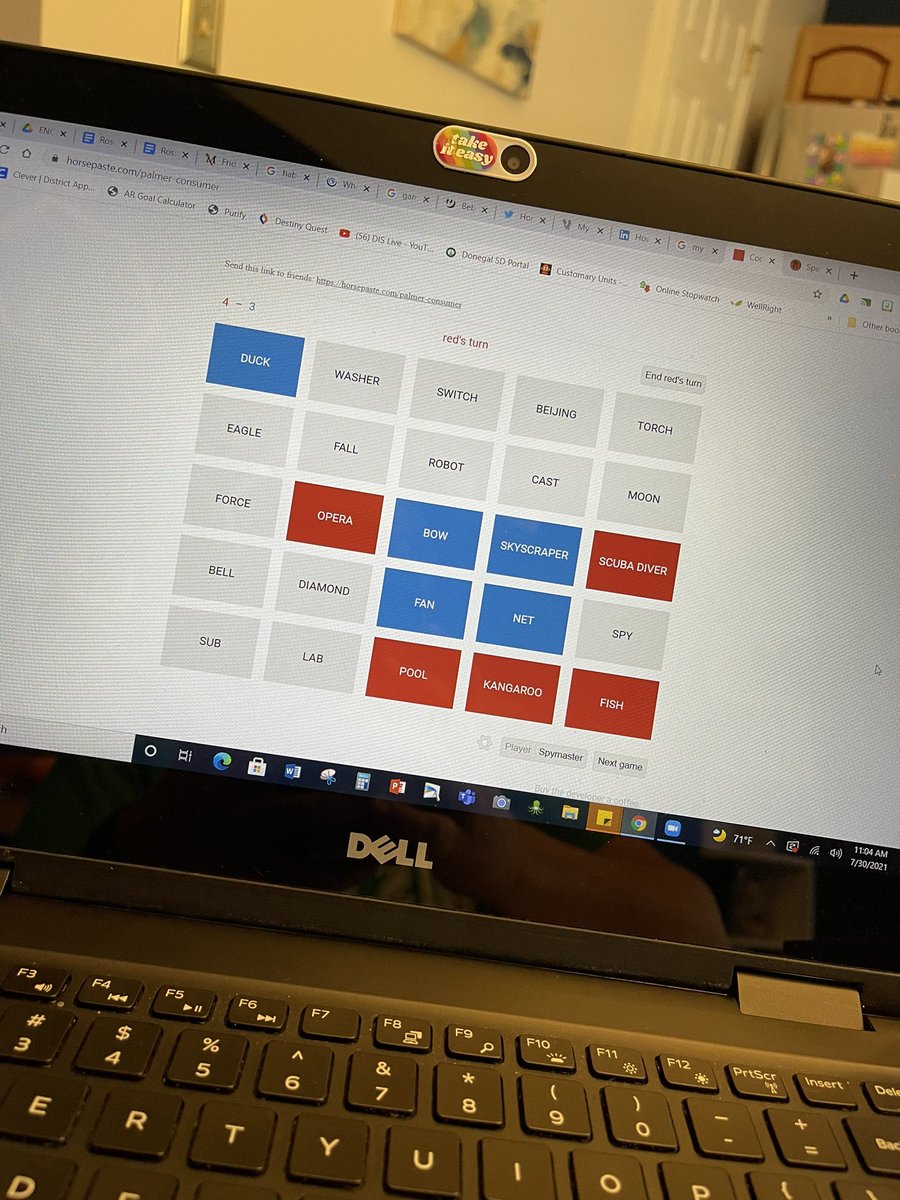 MsRossGrade3's tweet photo. Had no idea there was an online version of CodeNames!  Side note- this game goes way better with adults than a 10 year old! #classnotesmu https://t.co/0UMzde6JQn