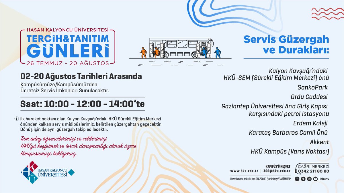 📢Sevgili Üniversite Öğrenci Adayları, 💭Şimdi Hayallerini Gerçekleştirme Zamanı..✈️ 
Sizleri ve velilerinizi <a href="/hkunv/">Hasan Kalyoncu Üniv</a> Sivil Havacılık ve Kabin Hizmetleri bölümümüz ve üniversitemiz hakkında bilgi sahibi olmanız için  kampüsümüze davet ediyoruz. <a href="/TurkayDereli/">Türkay Dereli</a>  <a href="/ozgefaz/">Özge Hacıfazlıoğlu</a> #tercih2021