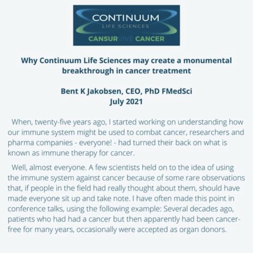 To continue reading this exciting update from our new CEO head to continuumlifesciences.com