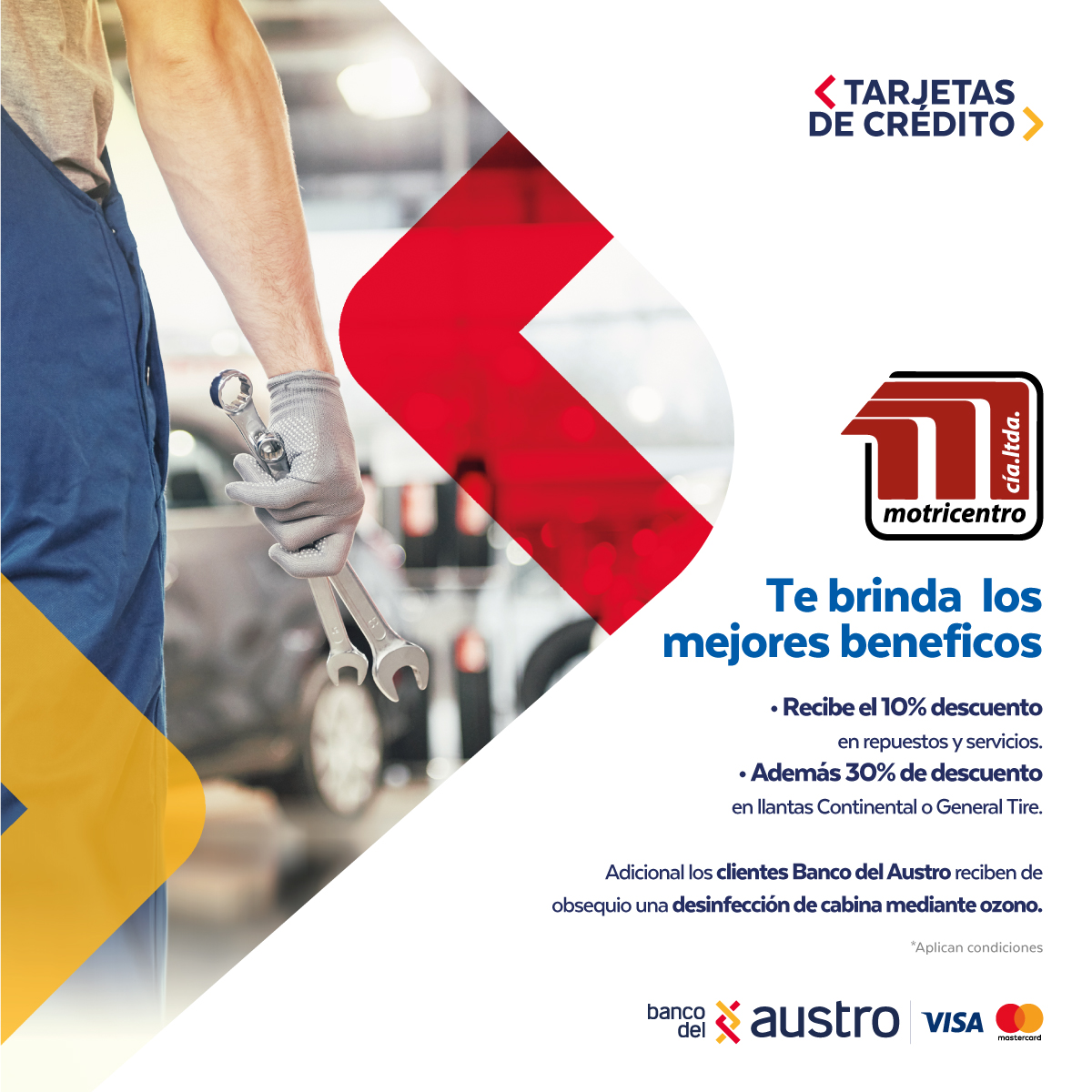 TarjetasBDA's tweet photo. Con tus #TarjetasBDA recibe el 10% de descuento en repuestos y servicios, además el 30% de descuento en llantas para tu vehículo en #Motricentro. https://t.co/jhhwts6OWG