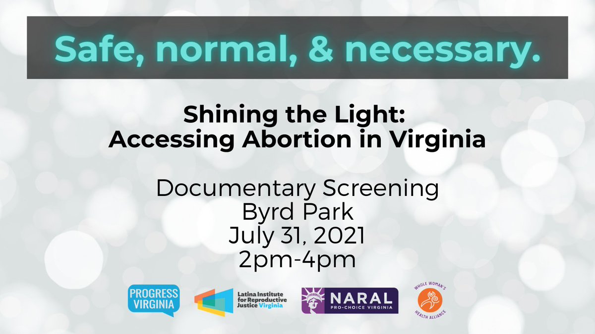ProgressVA's tweet image. Remember going to the movies? Join us for a screening of Shining the Light: Abortion Access in Virginia, TOMORROW, July 31, at Byrd Park! RSVP now! (Link in bio)

#ProgressVa #Virginia #AbortionAccess #VaShineTheLight 

@ProgressVa
@WWHAlliance
@PoderosasVA
@NARALVirginia