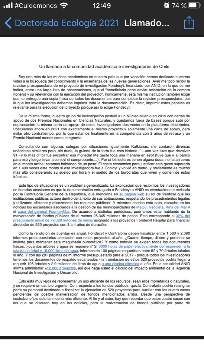 italotfdez's tweet image. A todos mis contactos de la academia, favor leer y compartir, este es un llamado a decir no más a la burocracia que frena la ciencia en Chile #cienciaenChile #mejorANID