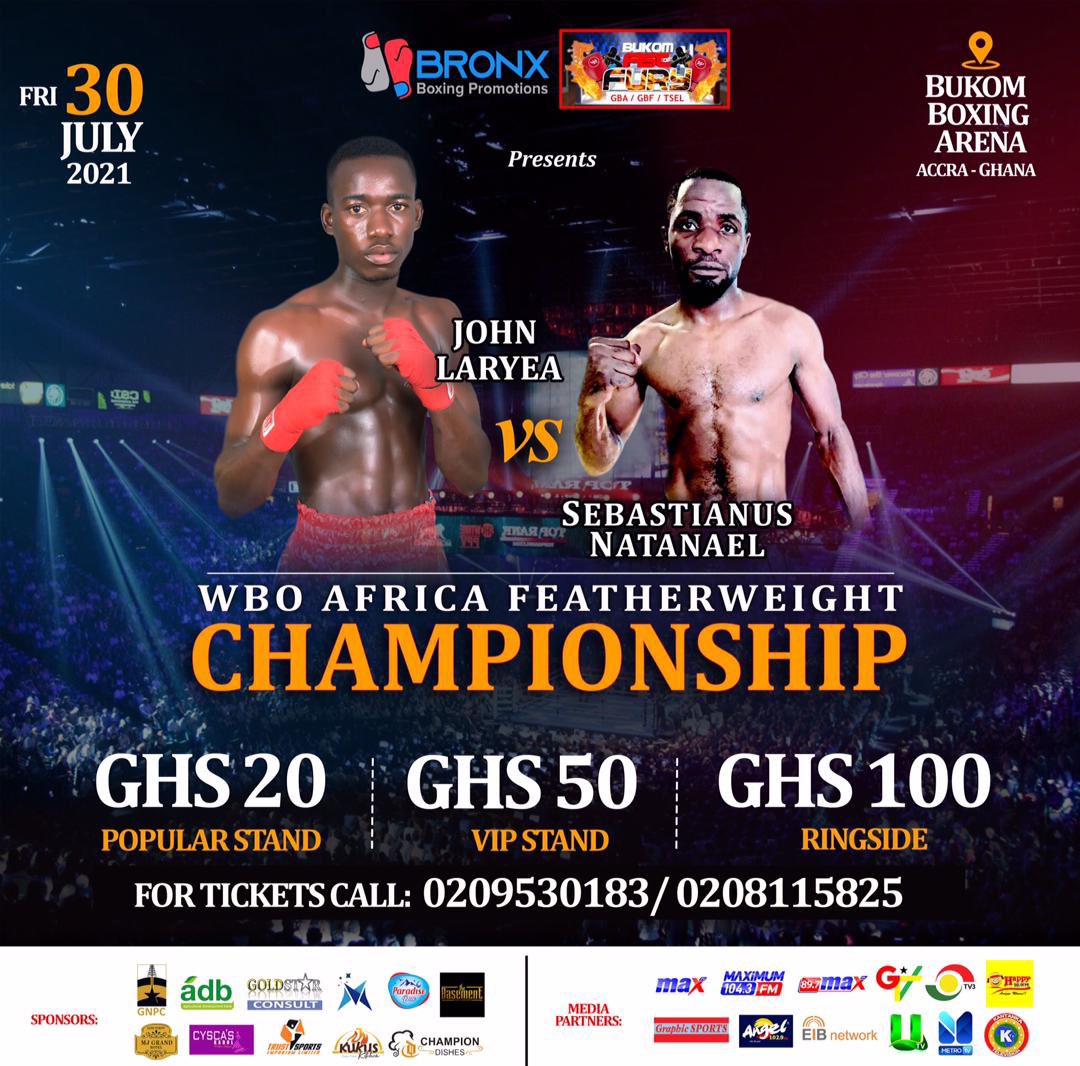 Few hours to go 🥊, @JohnLaryea6 Vs Sebastianus Nataneal 
Ghana 🇬🇭 Vs Namibia 🇳🇦 
Path to Gory - WBO African Championship , Bukom Boxing Arena , 30th July , 2021 . LIVE ON MAX TV. First BOUT STARTS AT 8pm #wboafricanchampionship #laryeanataneal #expensiveboxer #Johnlaryea