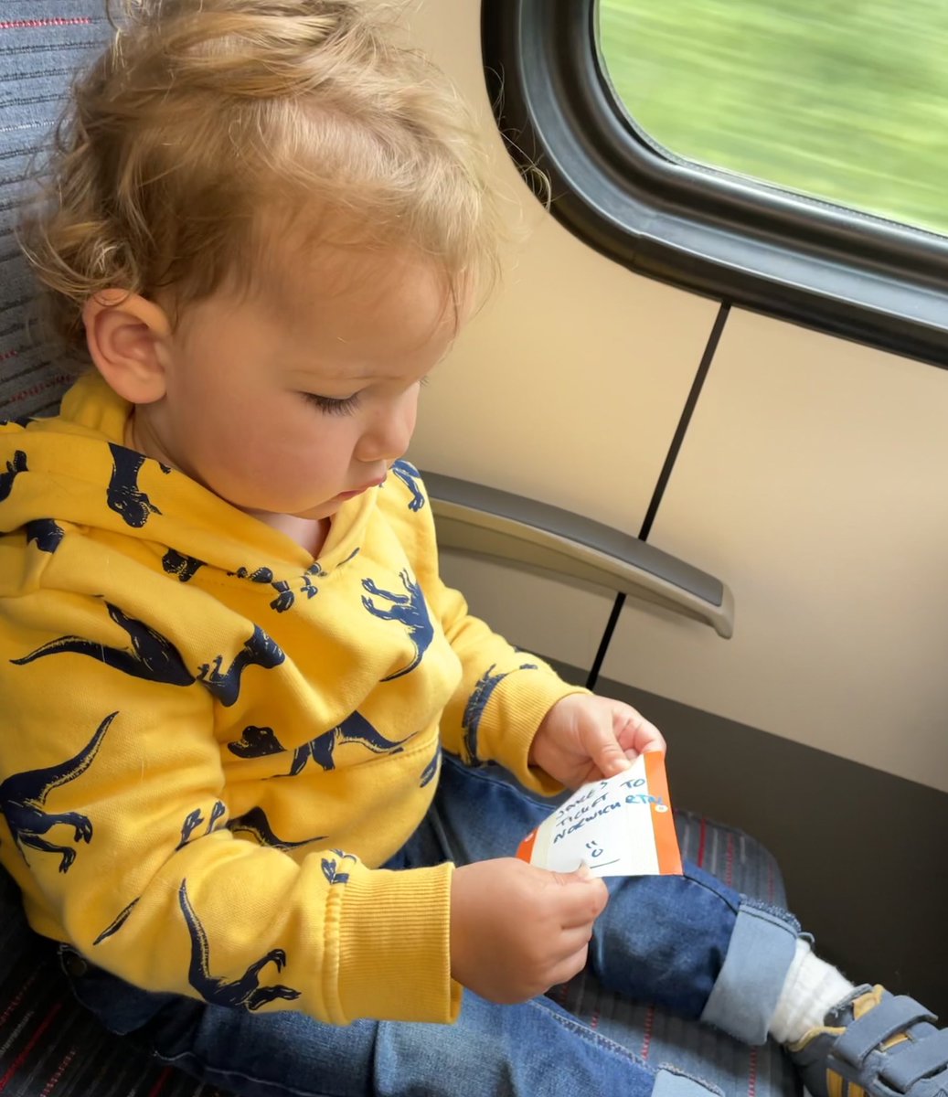 Brilliant first proper train journey today with <a href="/greateranglia/">Greater Anglia</a> for our little boy. He was even issued with his own ticket by the friendly conductor for his trip from Diss to Norwich. Thanks for making his day. 🚝🛤🎫❤️