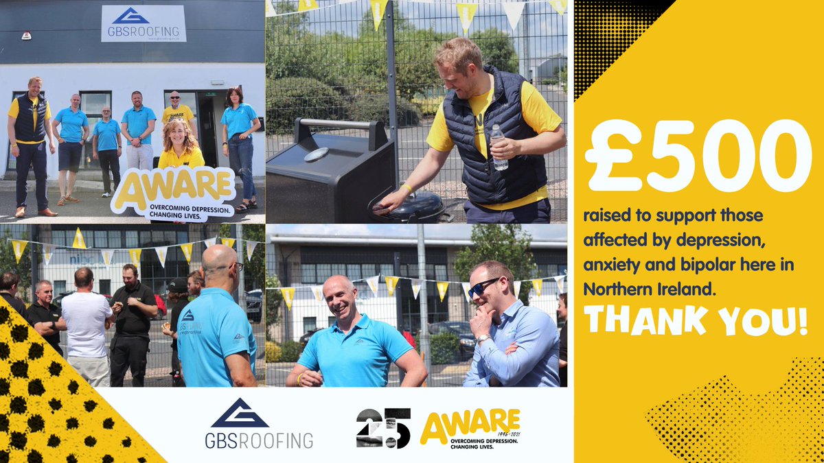 THANK YOU to <a href="/GBSRoofingLtd/">GBS Roofing Ltd</a> for hosting their charity BBQ in aid of AWARE!

Staff, suppliers, customers &amp; neighbouring businesses soaked up the sun whilst enjoying a few too many burgers &amp; hotdogs to raise over £500 to support those affected by mental illness!💛