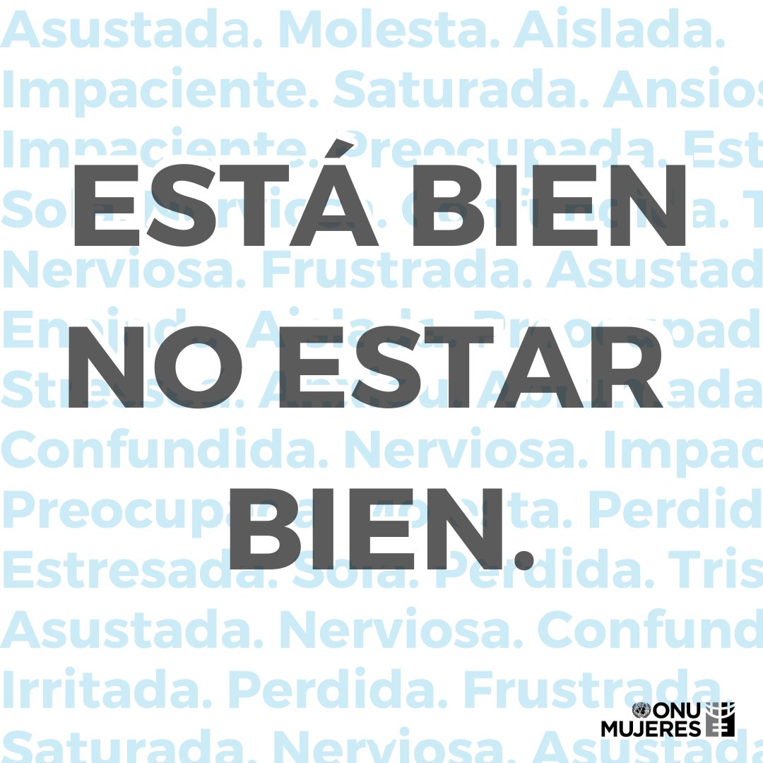 ONU_es's tweet photo. La pandemia ha generado un enorme estrés en nuestras vidas. Es natural pasar por momentos abrumadores, de ansiedad y soledad. 

@ONUMujeres recuerda que estamos juntos/as en esto y lo superaremos juntos/as. https://t.co/2XixwIPtx7