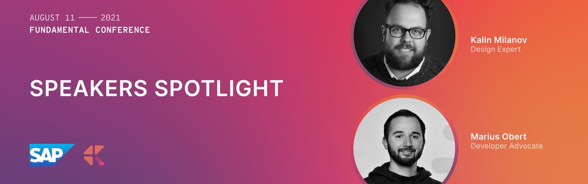 📣Presenting our Conference speakers!  Kalin Milanov (<a href="/borovinka/">Kalin Milanov</a>) and Marius Obert (<a href="/IObert_/">Marius Obert</a> ) Kalin is a designer with over 15 years of experience designing UI frameworks and products. Marius works as a Developer Advocate for SAP BTP and SAP UI technologies. Stay tuned for more!