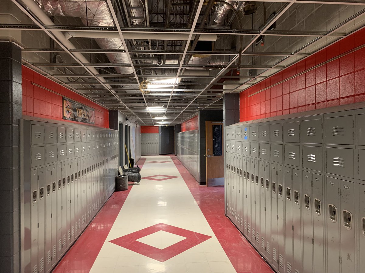 rktect_1's tweet photo. Ceiling grid being installed in the hallways @LCtrailblazers These halls will have new lights and ceiling tile just like the rest of the school in the coming weeks. #jcschoolsprogress https://t.co/8q3tEwR46g
