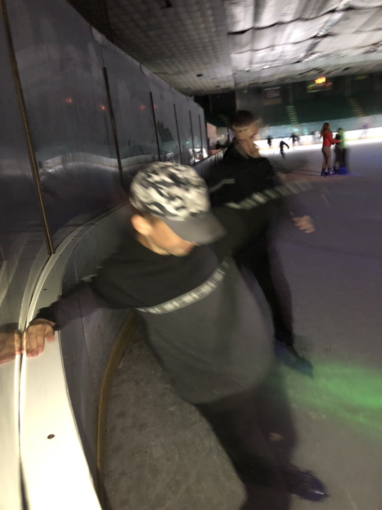 These two photos sum up our night so far.. making new friends and trying not to fall..too much… #iceskating #freesummeractivities
