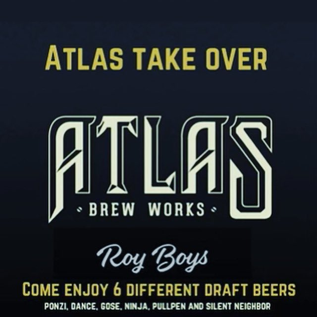 dc_atlas's tweet photo. 🚨TAP TAKEOVER🚨 by @AtlasBrewWorks At Roy Boys. Local supporting local!! Come meet some of the Atlas team, grab some swag and drink some delicious local beers🍻!  @BarredinDC @ATLPLUMBINGDC @UStreetBuzz @DCBeer https://t.co/7VvZqypqPC