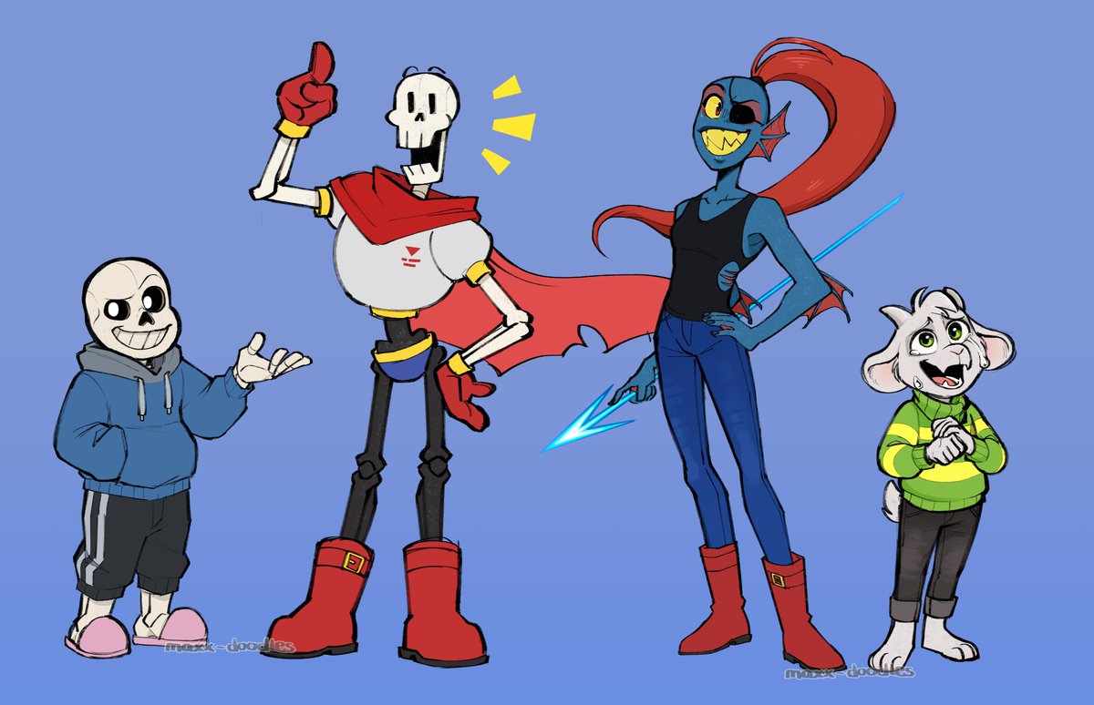 Maxx on X: Been doodling some Undertale characters in both my styles  during my work breaks Despite everything, I still love this game to death  💕 #undertale #sans #frisk #monsterkid #undyne #papyrus #