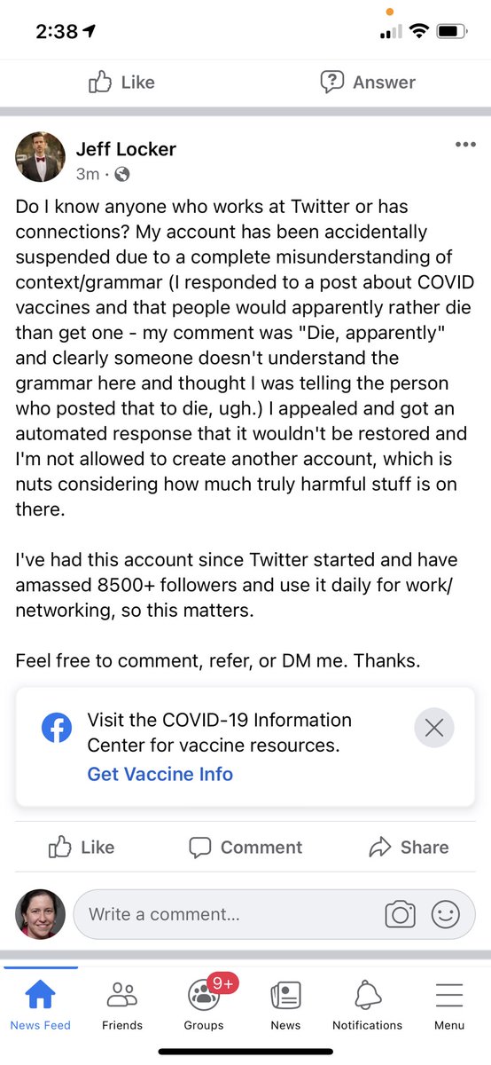 lizscribe's tweet photo. Social media connected peeps, can anyone help my HS friend? This seems ridiculous… @twitter @TwitterSupport @premiumbusiness https://t.co/MvDwdVq6fd