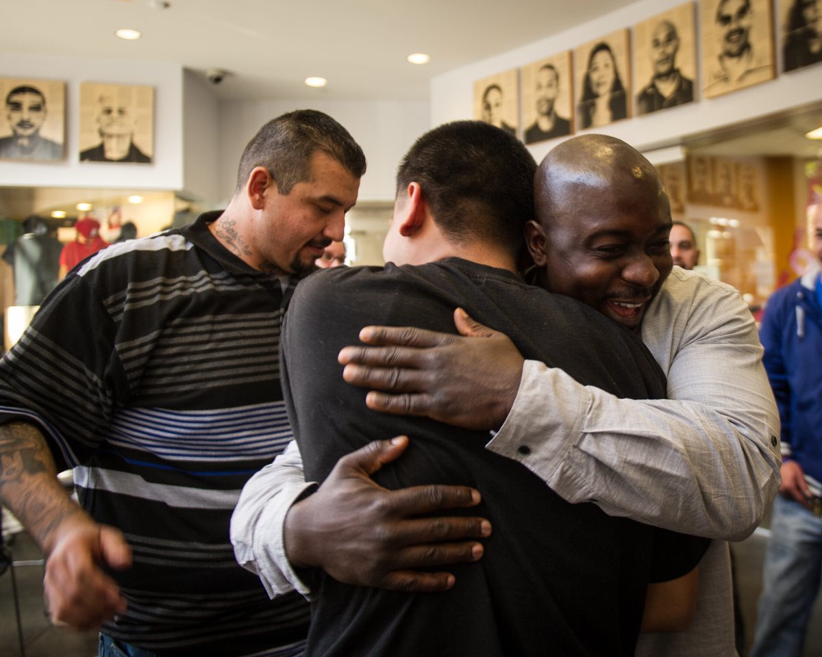HomeboyInd's tweet photo. As we enter the weekend, we wanted to share some #FlashbackFriday photos! One of our favorite things to do here at Homeboy is to come together in kinship and celebrate each other! 

We hope you all have a great weekend! Continue to spread love and compassion! 💙 https://t.co/UaHMya8bPf
