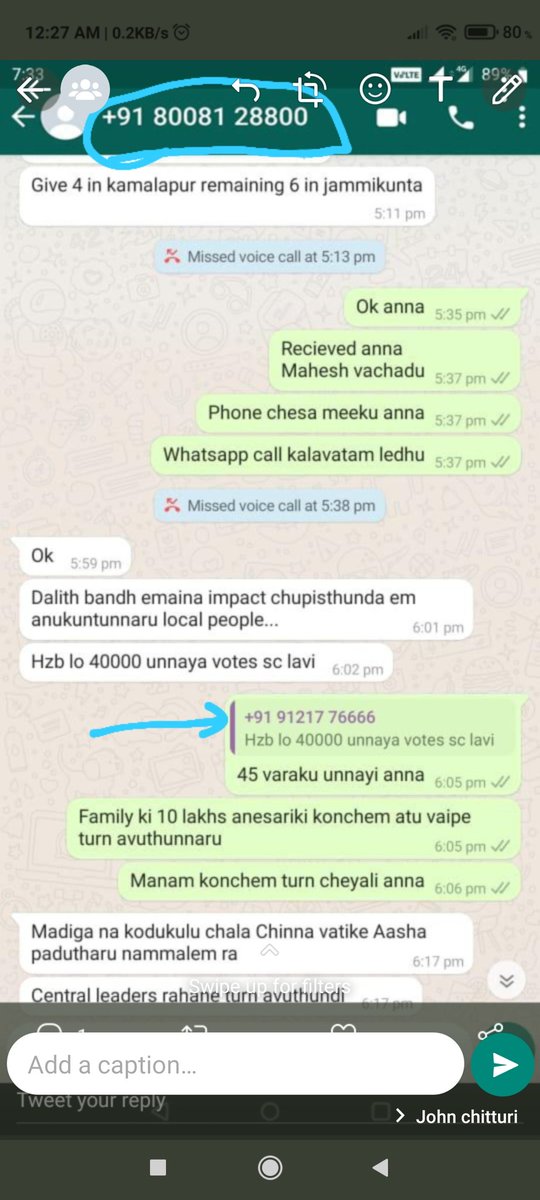 john97hc's tweet photo. @SalmanKhanA14 @AnumulaSuresh6 @RSPraveenSwaero Sare gani brother evarikina reply isthe number pina vunna number reply lo tag ayiddi but indulo enti 9121776666 vundi...Enti matter konchem chepandi anna ..Naku konchem whatsapp vadatam radhu jara seppu anna emto https://t.co/daYQ5Iw5PV