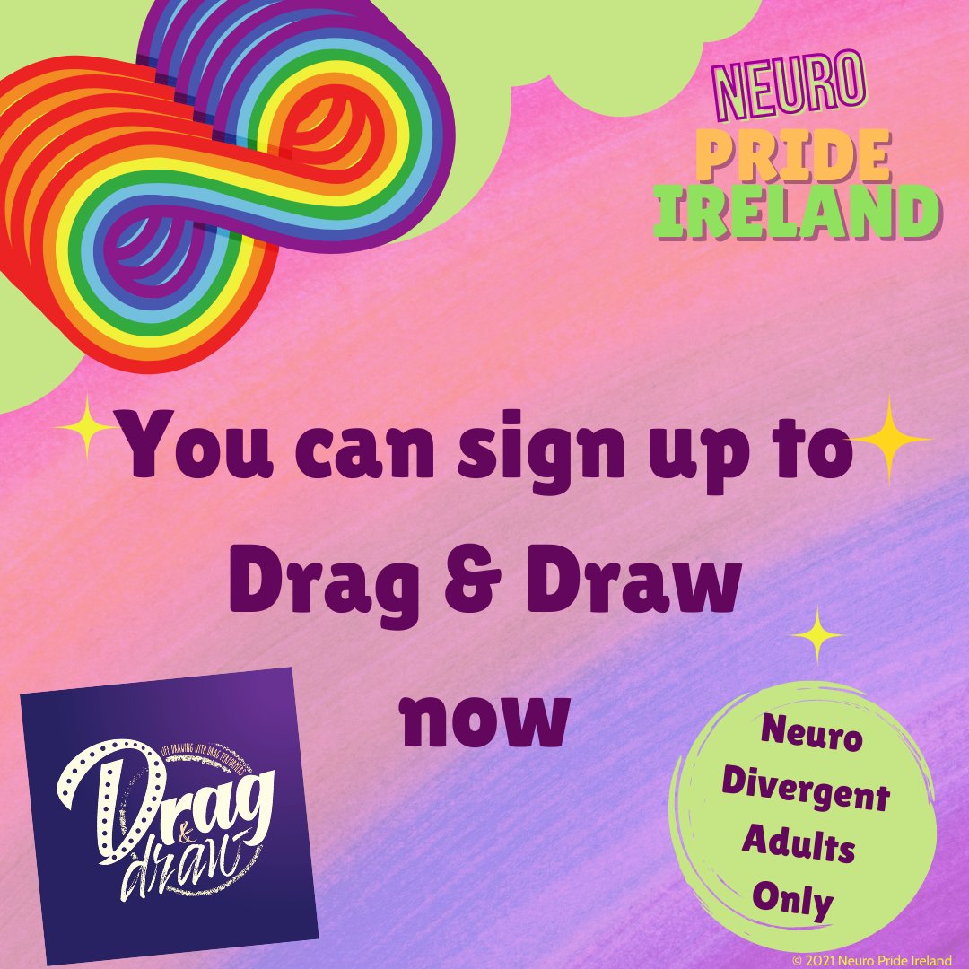 NeuroPrideIRL's tweet photo. To ensure that Drag & Draw is a success there will be a limit on the numbers so please book early
If you're planning to go it would really help if you book as soon as possible so we can confirm with Drag & Draw. Thanks a million
To sign up:
https://t.co/zUDcZpEWaN
#NeuroPride21 https://t.co/0t5IAAvni9