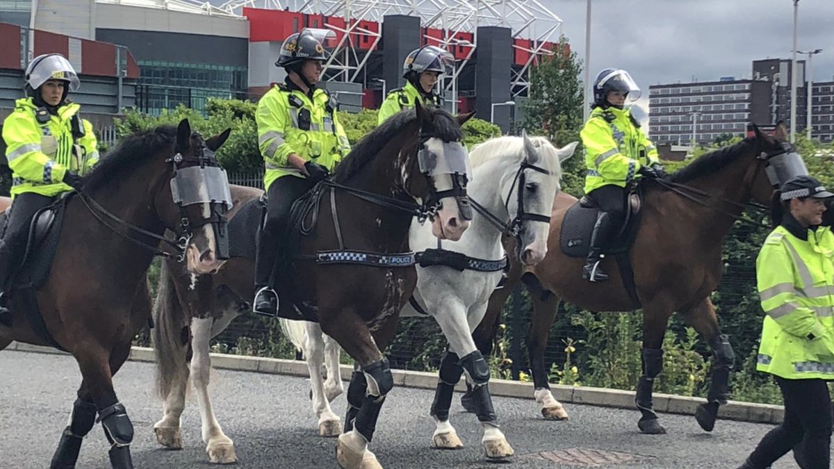MerPolMounted's tweet photo. Today Beau and Silver headed over to Old Trafford to take part in a regional mounted training session with @GMPHorses @WYPHorses @LancsPolMounted. 
Thank you so much to everyone involved in today’s session. #StandTall #PHBeau #PHSilver #MountedFamily #OldTrafford #MountedTraining https://t.co/QDTrws6VKR