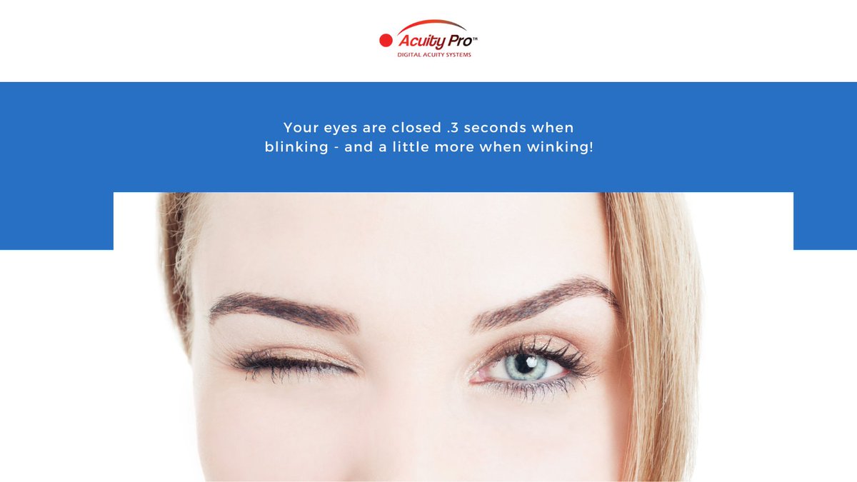 Do your patients know that our eyes are closed for 0.3 seconds when blinking and a little longer when winking? You can use our premade slides or create your own custom slides to upload fun facts like this for your patients into Acuity Pro. What’s your favorite fun eye fact? 👇