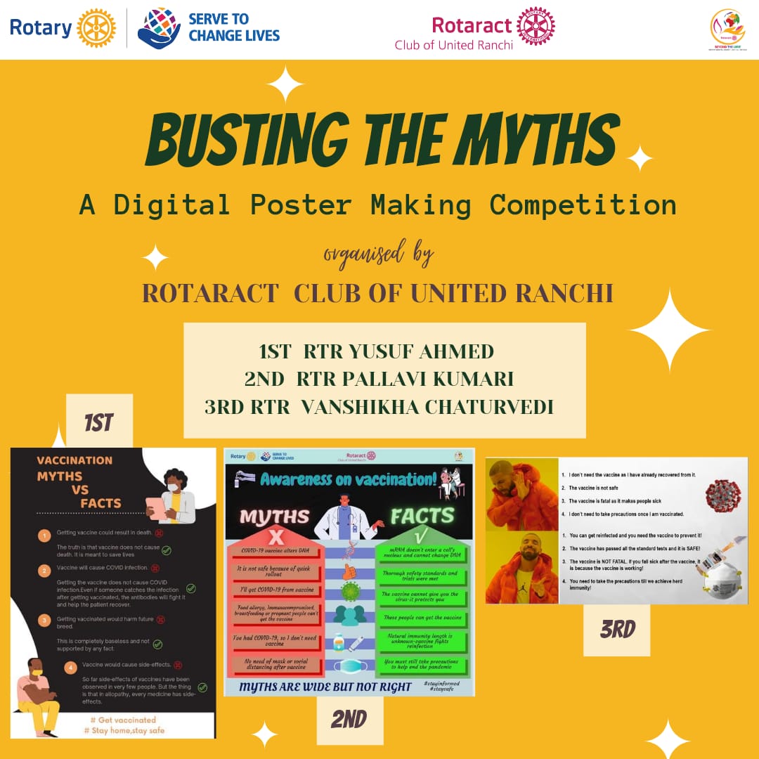 RACUnitedRanchi's tweet photo. Project no: 17
Event name: Digital Poster Making Competition 
Date: 30th July, 2021
Avenue: Club Services 
Platform/Venue: Online
#KeepLearning
#KeepRotaracting
#BeyondtheLimit
#racunitedranchi 
#RID3250
#ServeToChangeLives https://t.co/UqpVBnAbka