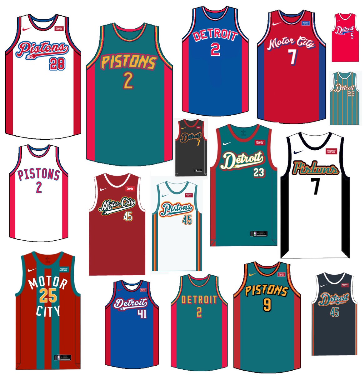 tbrumfield23's tweet photo. Hey @DetroitPistons @CadeCunningham_ has his number now please don’t make him wear your current set. 

I know you can do better than me, but here’s some inspo for a rebrand. https://t.co/X81We7gH3J