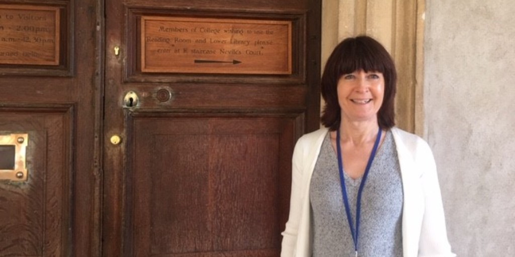 TrinCollLibCam's tweet photo. Today we said farewell to librarian Bernadette who has been with us for 26 years. We'll miss you a lot and wish you a very happy retirement. #WrenLibrary #TrinityCam https://t.co/tsBYefFuTB